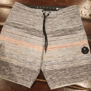 Vissla Men's Striped Board Shorts - Gray and Blue